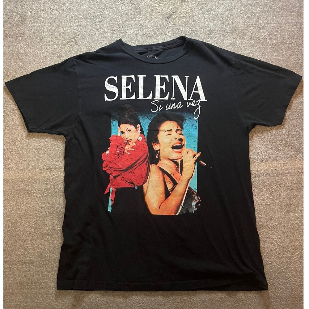 Official Selena Si Una Vez Black Graphic T-Shirt Mens Large 2022 Latina Music